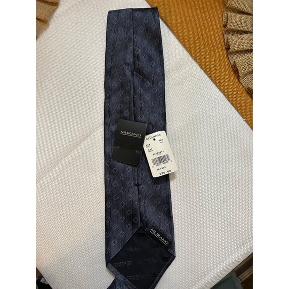 Men’s Murano Navy Geometric Pattern Silk Tie clothing accessories - Picture 3 of 3